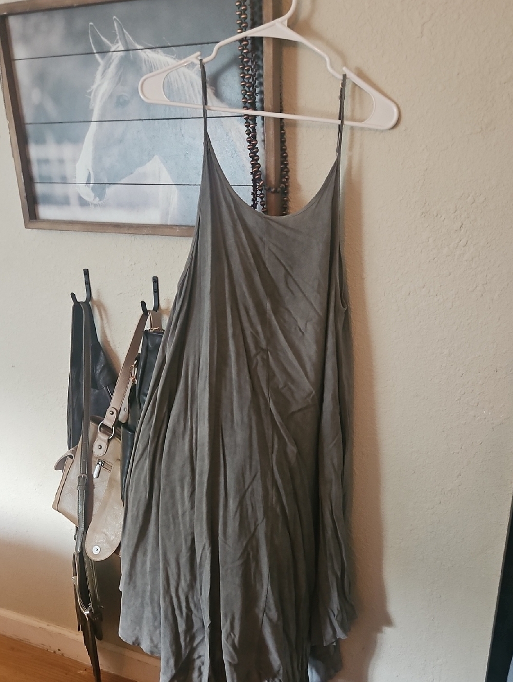 Elan Slate Grey Spaghetti Strap Slip Dress